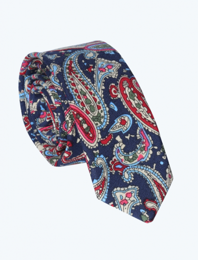 Corbata Estampada Paisley Azul