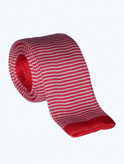 Corbata Tejida Rayas Blancas y Rojas